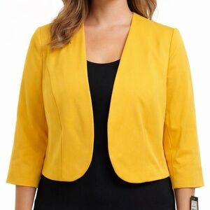 Maya Brooke Yellow Cropped Blazer Open Front 3/4 Sleeve Plus 16W NWT(A201)